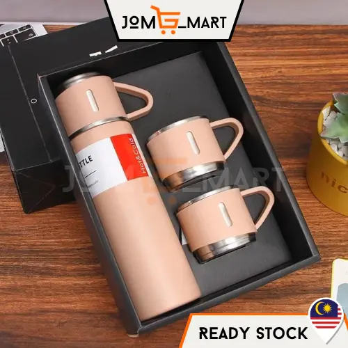 Thermos Gift Set 500ML Thermos Double-Layer Stainless Steel Vacuum Thermos Bottle Travel Mug Business Trip Water Bottle With Cup Set Gift Set  Heat Kitchenware