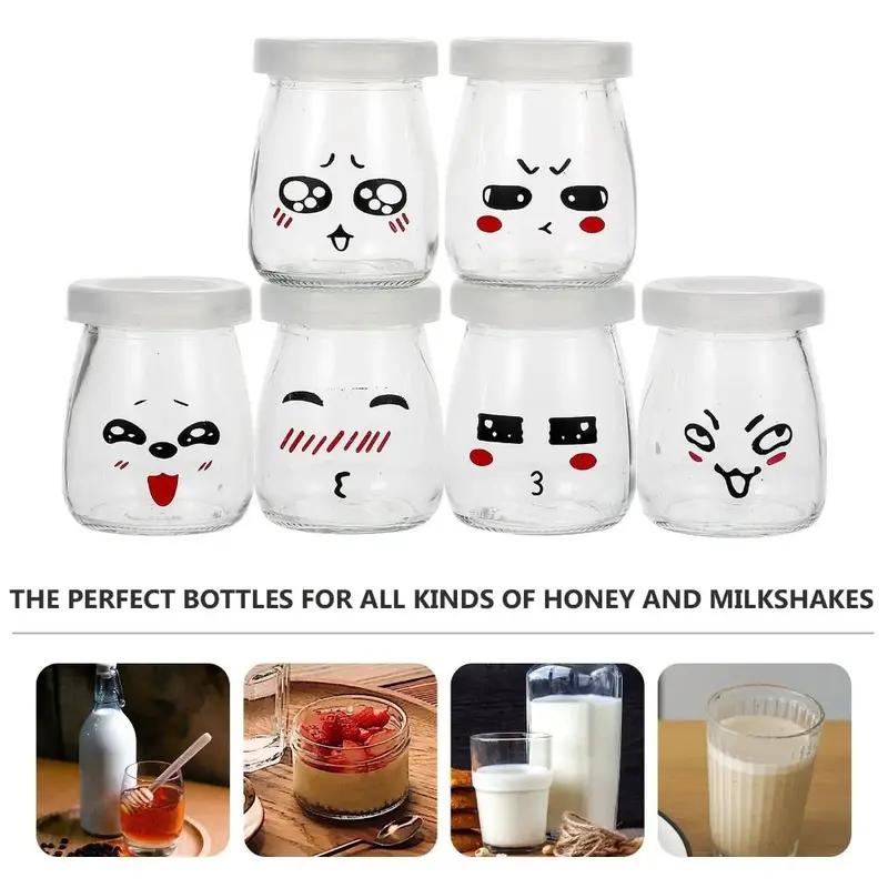 Cốc lưu trữ, Lọ Pudding, Chai điều ước mới, Hộp đựng Sữa Chua chịu nhiệt độ cao, có nắp, Chai Pudding, Thích hợp cho quà tặng đám cưới, thức ăn trẻ em và món tráng miệng. 1