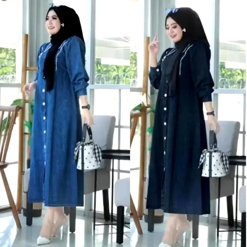 Midi Dress Jeans Renda Model Terbaru, Pakaian Wanita Remaja & Dewasa, Long Tunik Renda, Atsan Midi Dress Jeans, Fashion Muslim Wanita Virall, Long Tunik Busui Full Kancing Aktif, Alesta Long Tunik, Atasan Panjang Wanita Gamis Tanggung