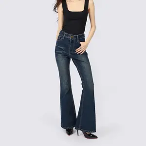 Celana jeans melar Celana cutbray Highwaist Panjang