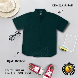 Elnafi Store86 Kemeja Couple Ayah Dan Anak - Hijau Botol Emerald Green - Katun Signature Premium
