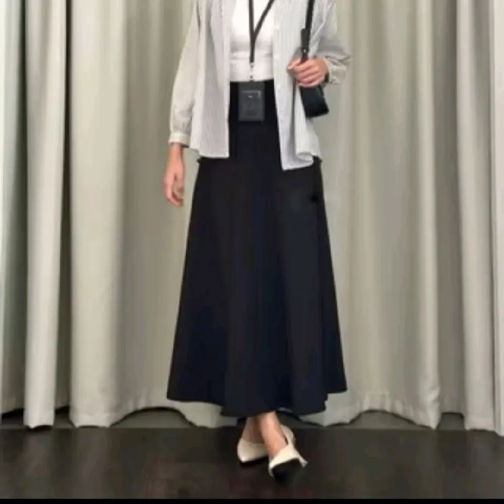 ROK PAYUNG SIKIT ROK SCUBA ROK PANJANG Wanita Dewasa Casual Bawahan Cewek Shakila Kerja Pesta Hitam