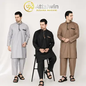 Attalwin-Koko Gamis Jubah Pria Thobe Setelan Kurta Umroh Haji Tanpa Manset SD040