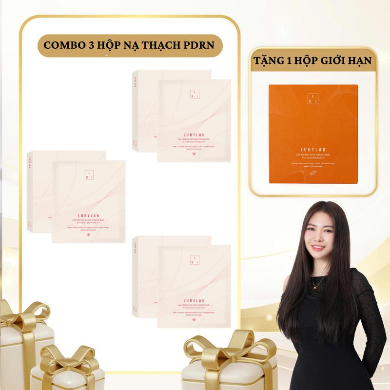 SN1783 - Combo 3 hộp mặt nạ thạch Lubylab PDRN Pink Solution 4 miếng*3 tặng 1 hộp mặt nạ thạch phiên bản giới hạn 4 miếng
