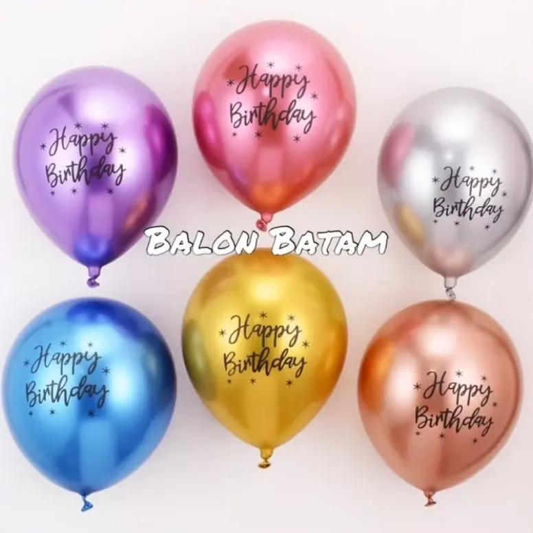 Balon latex chrome happybirthday 12inchi satuan