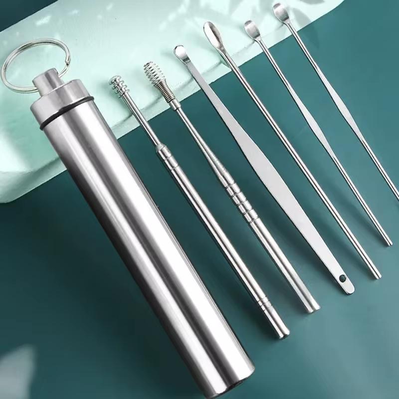 Product Introduction of 6PCS Stainless Steel Earpick Ear Cleaner Spoon Ear Care Cleaning Tool Earwax Removal Kit Ear Pick Remover Clean Health Tools Brush 33
