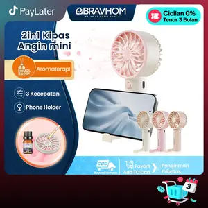 (COD)Bravhom 2lN1 Kipas Angin Mini PortableAromaterapi 3 Kecepatan Phone Holder