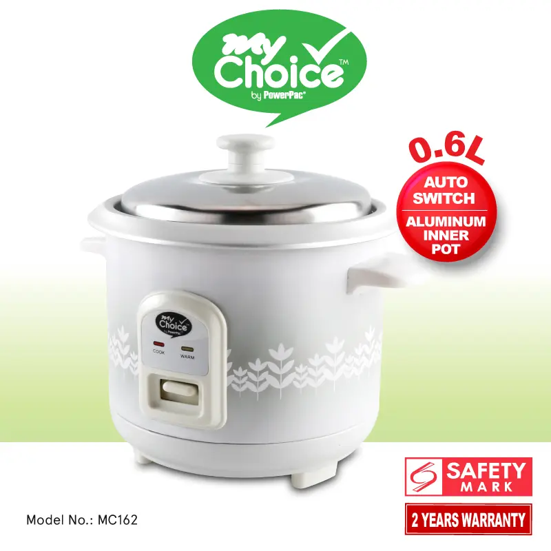 PowerPac My Choice Rice Cooker 0.6L with Aluminum Pot, Mini Rice Cooker (MC162)