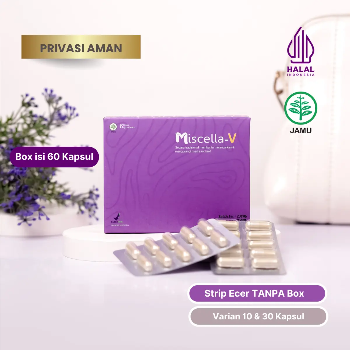 Miscella-V Kapsul Manjakani Pelancar Haid Pereda Nyeri Menstruasi
