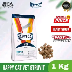 Happy cat vet struvit repack 1 kg makanan kucing kering