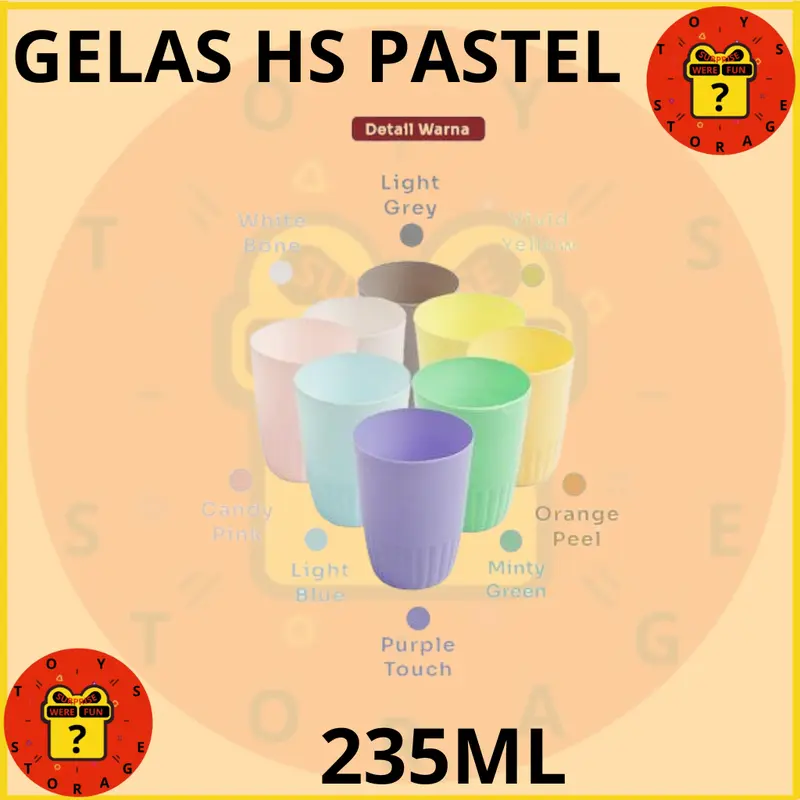 TI - GELAS HS 235 ML GELAS MINUM TEH KOPI PLASTIK PASTEL TERMURAH 3