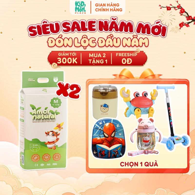 2A COMBO ĐI LỚP COMBO 2 BỊCH tã bỉm quần dán Amor Natural thoáng ngừa hăm size NB tới 4XL