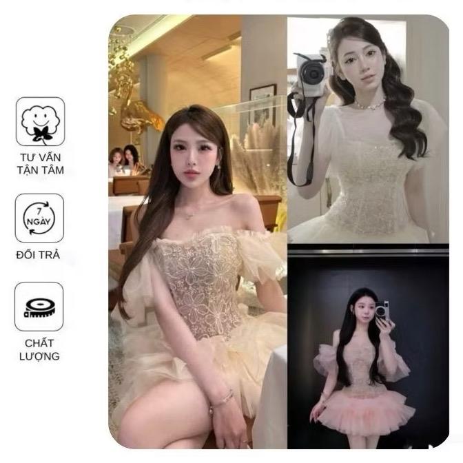 VN04 loại 1- có nẹp gọng- mỏng form hotgirl ĐẦM CÁNH TIÊN REN HOA QC + PHỐI LƯỚI TƠ TÙNG XOÈ Bechi-Dress2 by Tường Vy Shop