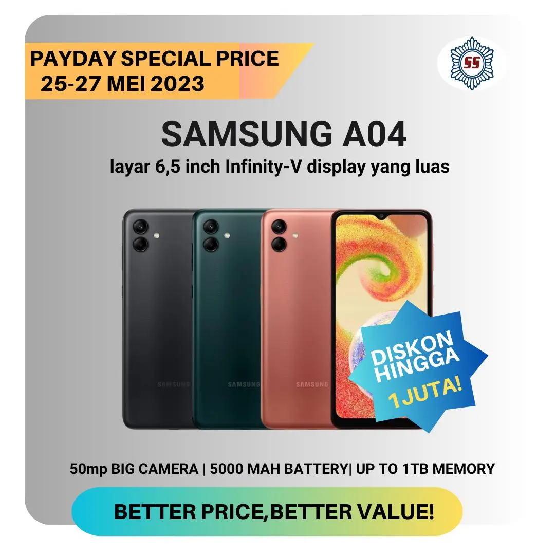 HANDPHONE - SAMSUNG A04 4/64GB GARANSI RESMI