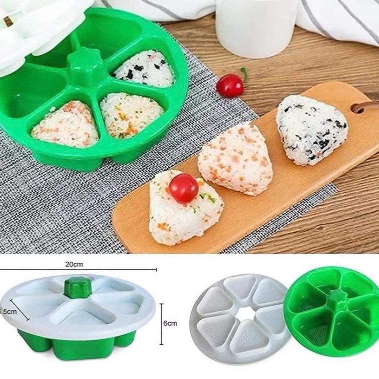  { COMBO KHUÔN + 100c} Túi Đựng Cơm Nắm Size 16x19cm + Khuôn Cơm Tam Giác 6 Ngăn Tiện Lợi Giá Rẻ. Đi Đơn Luôn Trong Ngày 