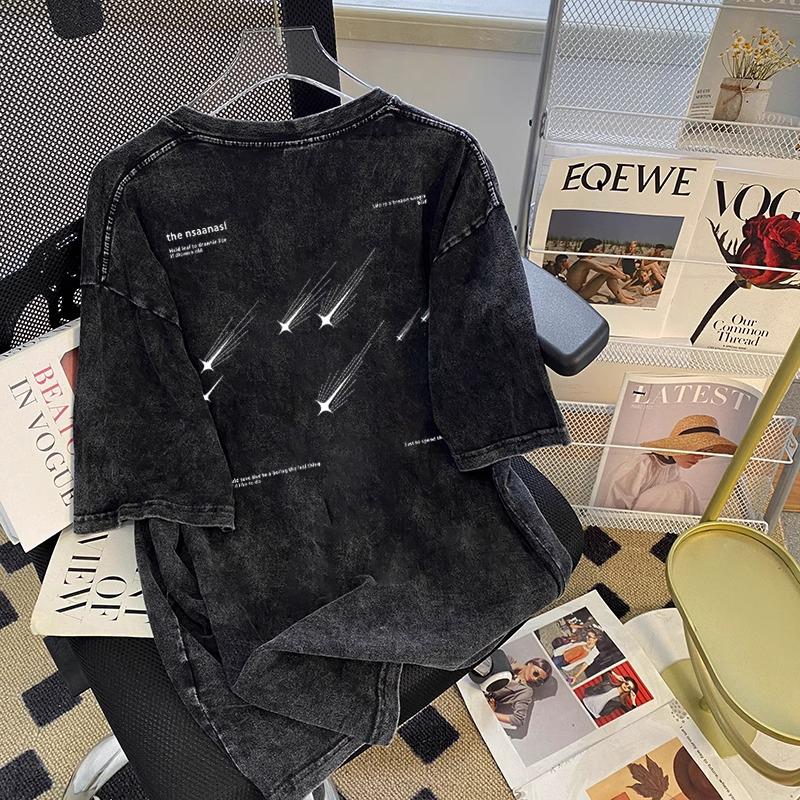 D0035 Mùa hè mới bông lỏng lẻo ngắn tay áo thun 2025 xu hướng nam và nữ có thể mặc giản dị cặp vợ chồng đầu thoải mái thoáng khí mùa hè mát mẻ Nóng bán Chất lượng cao