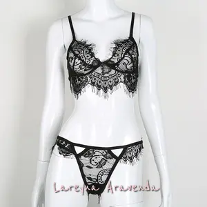 Lareyna Set Bra Sexy + CD Lace Transparant Tanpa Kawat LG118