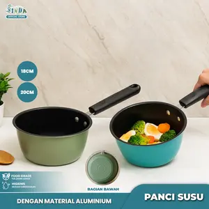 Sinda Panci Susu 18cm & 20cm Serbaguna Tebal Hijau Biru Material Aluminium Cocok Untuk Berbagai Jenis Masakan Kitchenware Praktis