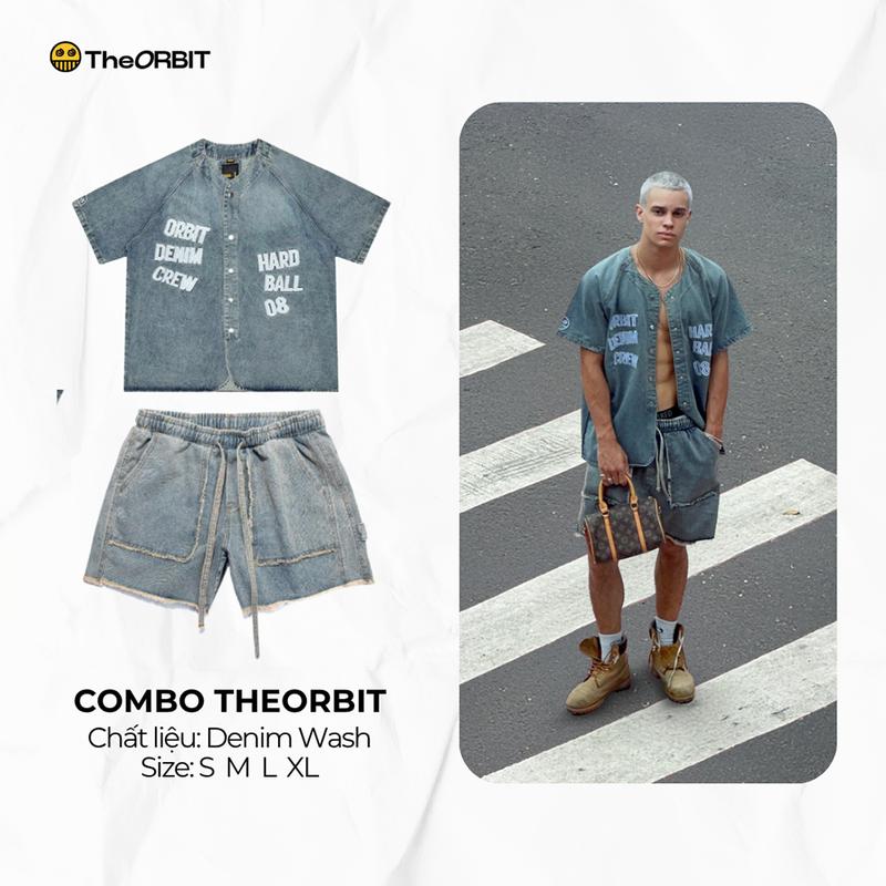 COMBO Áo Quần Thể Thao Nam Nữ The ORBIT - ORBIT BASEBALL DENIM JERSEY + ORBIT DENIM SHORT - Local Brand Chính Hãng