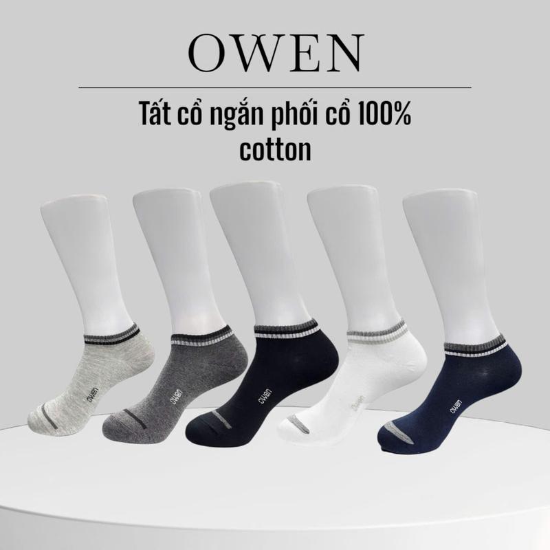  Tất Nam OWEN Cổ Ngắn Cao Cấp Chính Hãng phối viền cổ 100% Cotton Khử Mùi - Menswear 