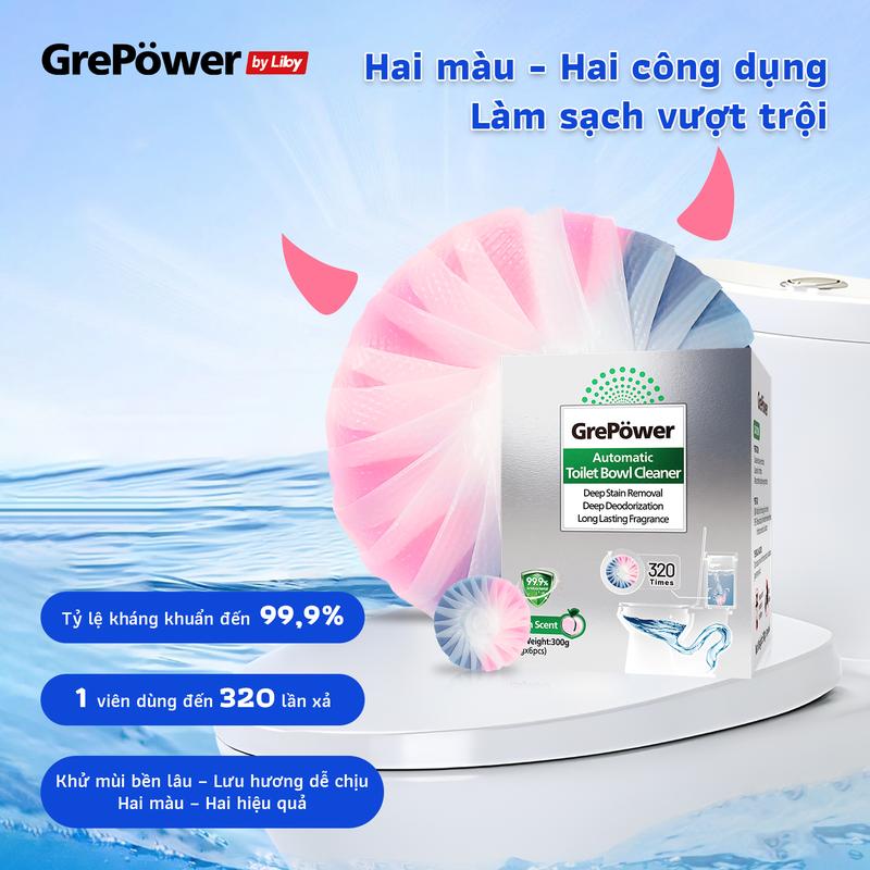 Viên Thả Bồn Cầu Liby 2 Màu – GẤP ĐÔI HIỆU QUẢ: Vừa TẨY CẶN vừa KHỬ MÙI!