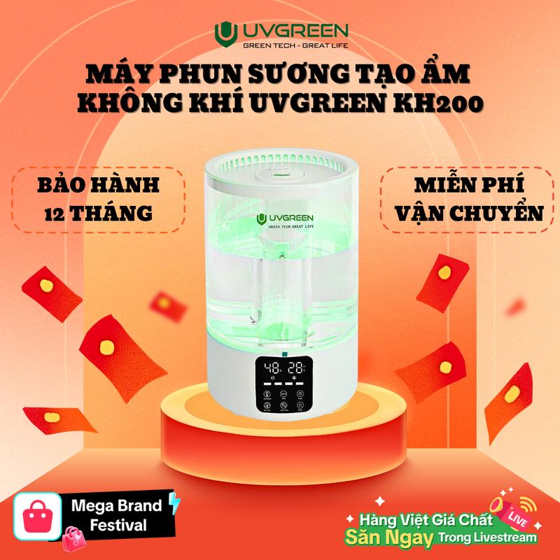 KOC Máy Phun Sương Siêu Âm Khử Khuẩn UVC LED UVGREEEN KH200 - Tạo Độ Ẩm Điều Hòa Làm Mát Cho Bé Trong Phòng Ngủ Điều Hòa - 5L - Khuếch Tán Xông Hương Tinh Dầu Thơm Phòng - Humidifier Ultrasonic - Bảo Hành Chính Hãng 24 Tháng