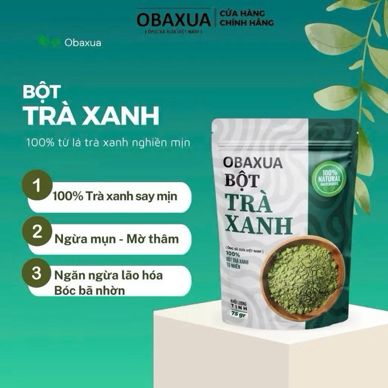 Bột Trà Xanh Obaxua Nguyên Chất Hữu Cơ - Mặt Nạ Đắp Mặt và Body Giúp Dưỡng Sáng Da, Giảm Mụn, Bóc Bã Nhờn