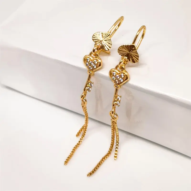 JEWELRY COD Anting Titaniun Korea Earrings Zirkon Berlapis Emas 24k Gold Elegant Fashion Mewah Jumbai Berlian Aksesoris Giwang Tindik Perhiasan 1