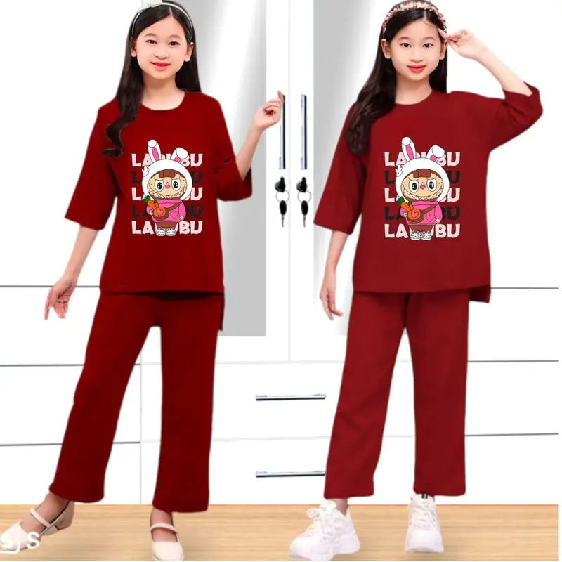 Paket Hemat 3 Setel Baju Stelan Anak Perempuan Labubu Kuromi Cinamorol My melody Usia 2-15 Tahun - Fashion 3