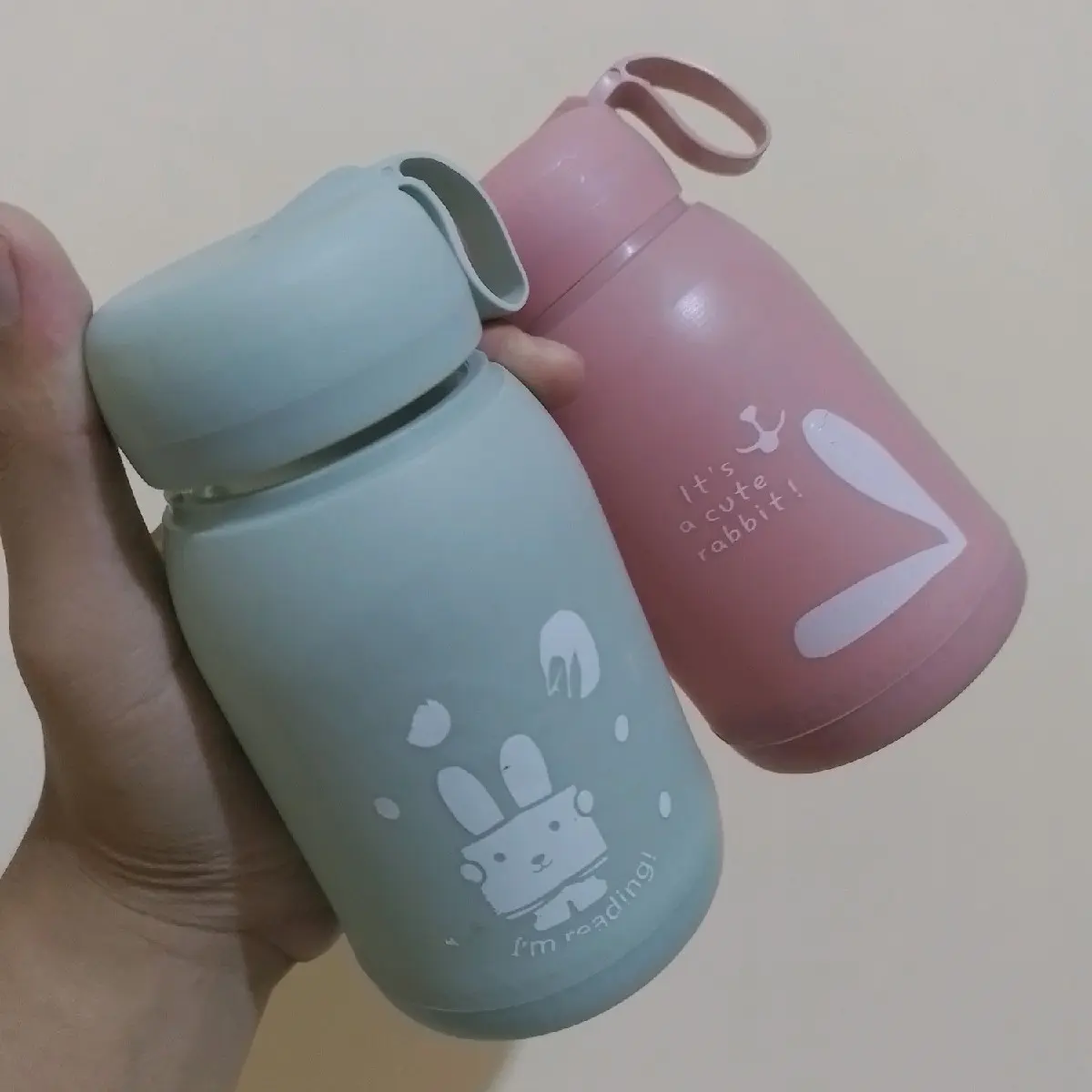 Botol Minum Kaca Motif Rabbit / Botol Minum Kaca Cantik Bottles Kitchenware Water