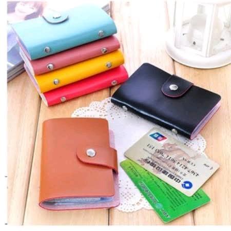 Dompet Kartu Kulit Warna Warni / Card Holder 24 Slot Penyimpanan Serbaguna 3