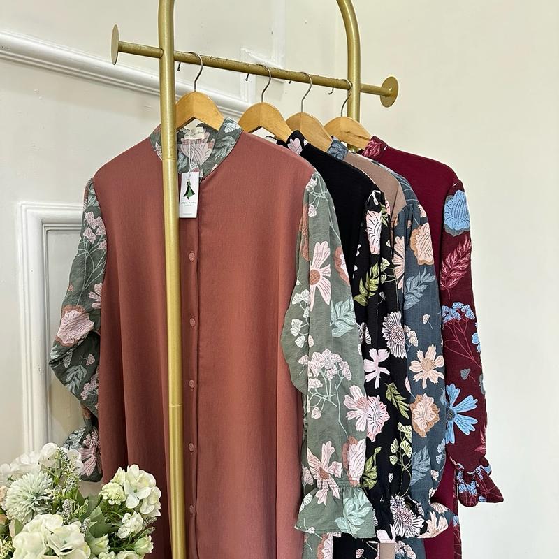 GALERYSISCHA Abrina Dress Gamis Wanita || Jenna Crinkle Lembut Nyaman Oversize Simple 1