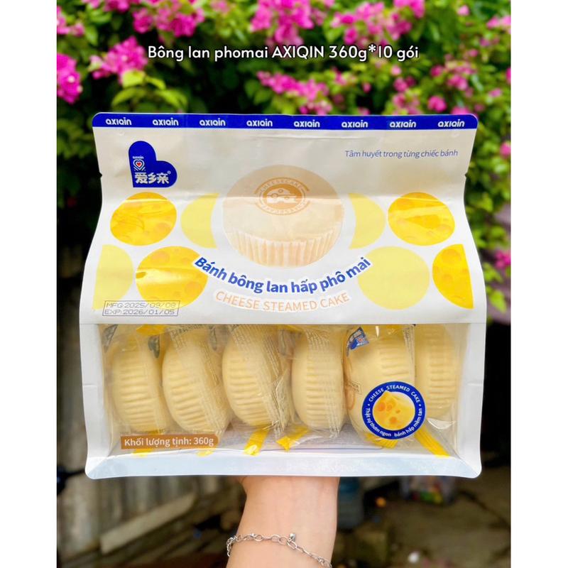 TOP {Hot} Trend} 2 goi Bánh Bông Lan AXIQIN Gói 360g - Hấp phô mai
