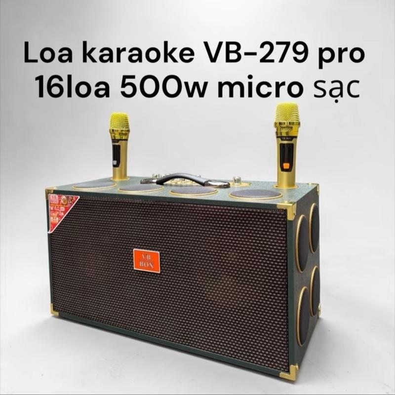 loa karaoke xách tay VB-279pro 16loa 500w hát hay kèm 2 micro pin sạc ( màu ngẩu nhiên xanh và nâu )