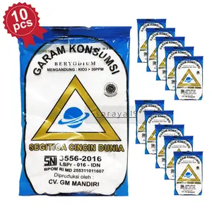 10 PCS - Garam Dapur Konsumsi Cap Segitiga Cincin Dunia Beryodium