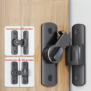 Manija de Cerradura de Puerta de Seguridad, Deslizante Ajustable 90°/180°, Mecanismo Antirrobo, Superficie de Metal Duradera, Acabado, Uso en Hogar y Oficina