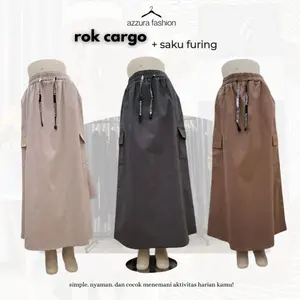 Rok Cargo Wanita Bahan Katun Combed Premium Dewasa 03 Lebar Pinggang 100 cm Panjang 93 cm
