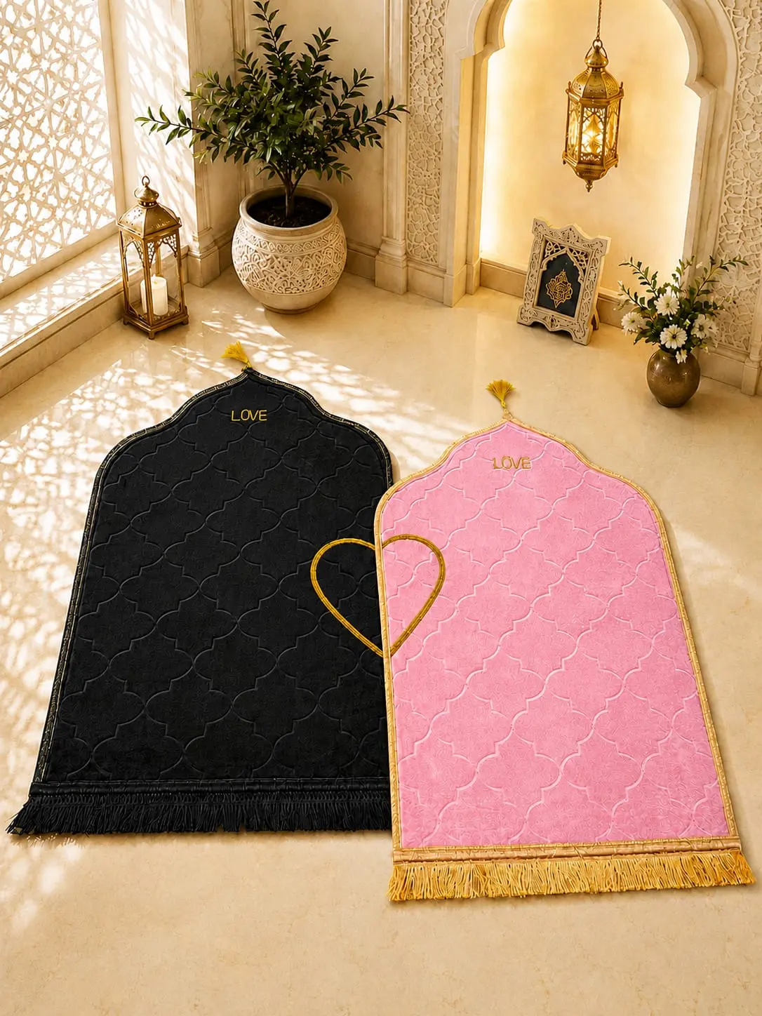 SAJADAH COUPLE CORONG JUMBO LOVE UKURAN 110X70CM || CUSTOM MAX 5 HURUF || BACA DESKRIPSI