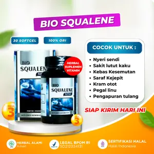 BIO SQUALENE SOFTGEL: Bantu Mengatasi Kebas Kesemutan Saraf Kejepit Persendian Tulang Mengandung Vitamin D, Omega 3 dan 6 BPOM HALAL