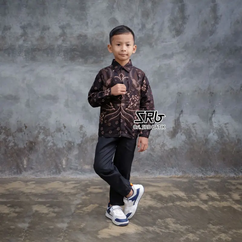 FRONT CHOICE - TERBARU COUPLE SWEET BATIK COUPLE AYAH DAN ANAK LAKI LAKI - BATIK PRIA LENGAN PANJANG WARNA HITAM MOTIF SENTANI TERLARIS 3