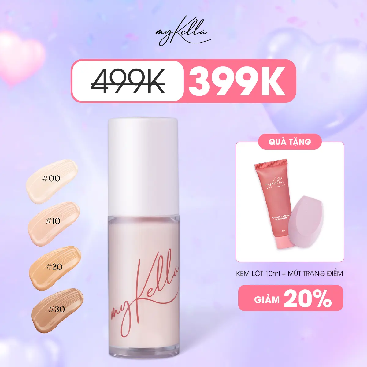 Kem Lười - Kem Trang Điểm Có Màu myKella Nâng Tone Da  Phù Hợp Với Mọi Loại Da 30ml Cosmetic Kem Nền