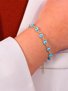 Venta al por mayor pulseras de cadena con ojo turco bohemio y cristal de girasol, a la moda, ajustables, de acero inoxidable, para mujeres y hombres