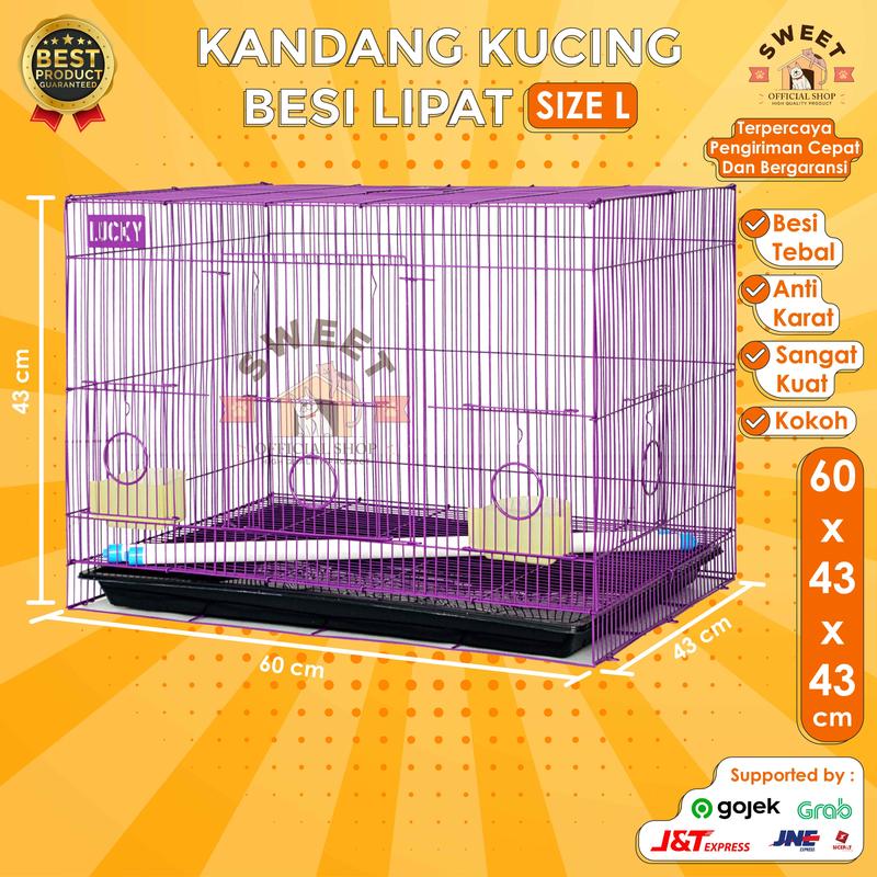 KANDANG KUCING SIZE L 60x43x43 MEREK LUCKY/SWEET - BESI LIPAT IMPORT …