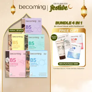 [BUY 4 GET 8] becoming B5 Sheet Mask 25 ml | Bundle 4 Box Isi 32pcs | Masker Wajah | Sheet Mask | Face Mask | Masker Wajah Melembapkan & Mencerahkan | Kulit Wajah Bercahaya | Menutrisi | Menenangkan | Niacinamide | Witch Hazel | Panthenol