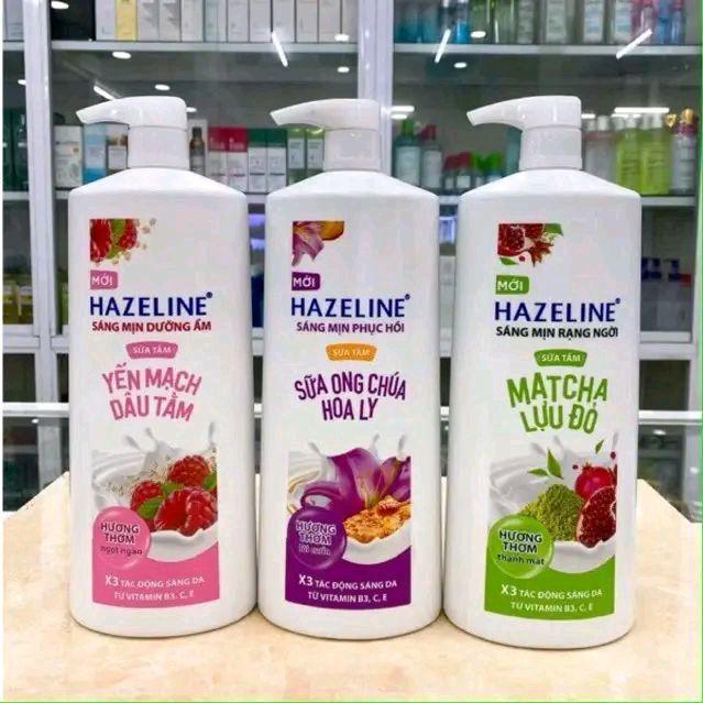 Hazeline Sữa Tắm Yến Mạch Dâu Tằm Matcha Lựu Đỏ Collagen & Sữa Ong Chúa 1kg Dưỡng Da Body Trắng Hồng Tự Nhiên