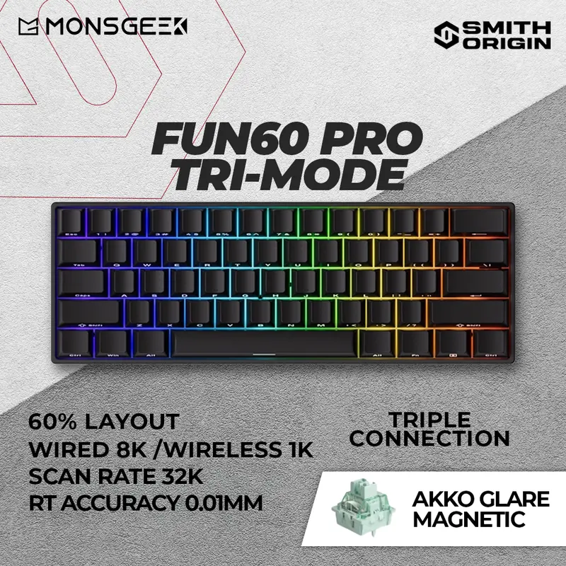 AKKO MonsGeek FUN60 PRO TRIMODE Wireless Magnetic Switch Hall Effect Gaming Keyboard 0