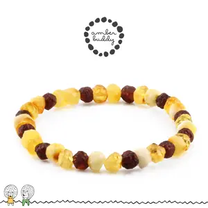 Amber Buddy | BLE248 Gelang Amber Dewasa 18 cm Elastis.