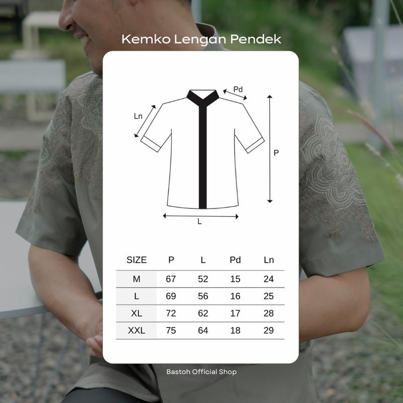 BASTOH Kemeja Koko Pria Bordir Mada Sage Green Lengan Pendek 4