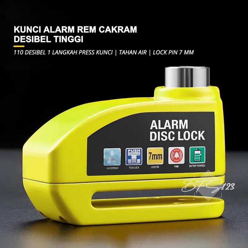Gembok Alarm Kunci Cakram Alarm Diameter Inner 7 mm Baja Anti Air Motor Sepeda Kunci Ganda Anti Maling Kunci Cakram 4