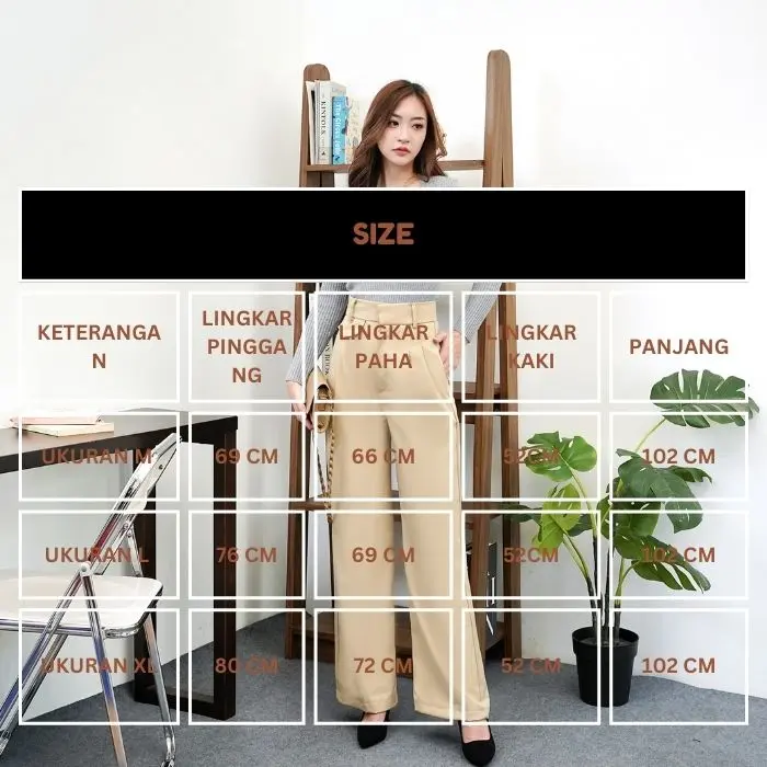 ALN STORE - ORO PANTS - Loose Pants Trousers celana kerja wanita kantor Celana Highwaist  Anti Kusut kulot wanita Panjang Formal Polyester 8